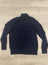 Brooks Brothers Men  s Large 1/4 Zip Pullover Sweater Dark Blue Navy Classic