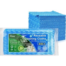 40 Reusable Cleaning Wipes - Absorbent and Streak-Free for All Surfaces