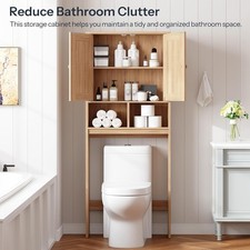 HOOBRO Farmhouse Over The Toilet Storage Cabinet Bathroom Over Toilet Organizer