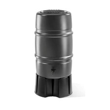 Harcostar Grey 168L Water Butt Barrel With Stand + Diverter - Recycle Rainwater