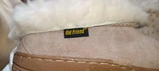 Old Friend Poppy Women  s Moccasin Slippers 7 Beige Leather Sheepskin Lined