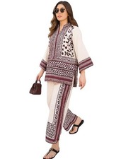 Turkish Co Ord (Kurta) Set for Women Stylish Mandarin Neck Floral Print