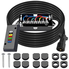 15FT 7 Way Trailer Wiring Harness Kit w 7 Pin Plug Junction Box Heavy Duty