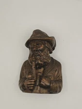 Vintage Hand Carved Wood Figure - German Black Forest Style - Man with Pipe  