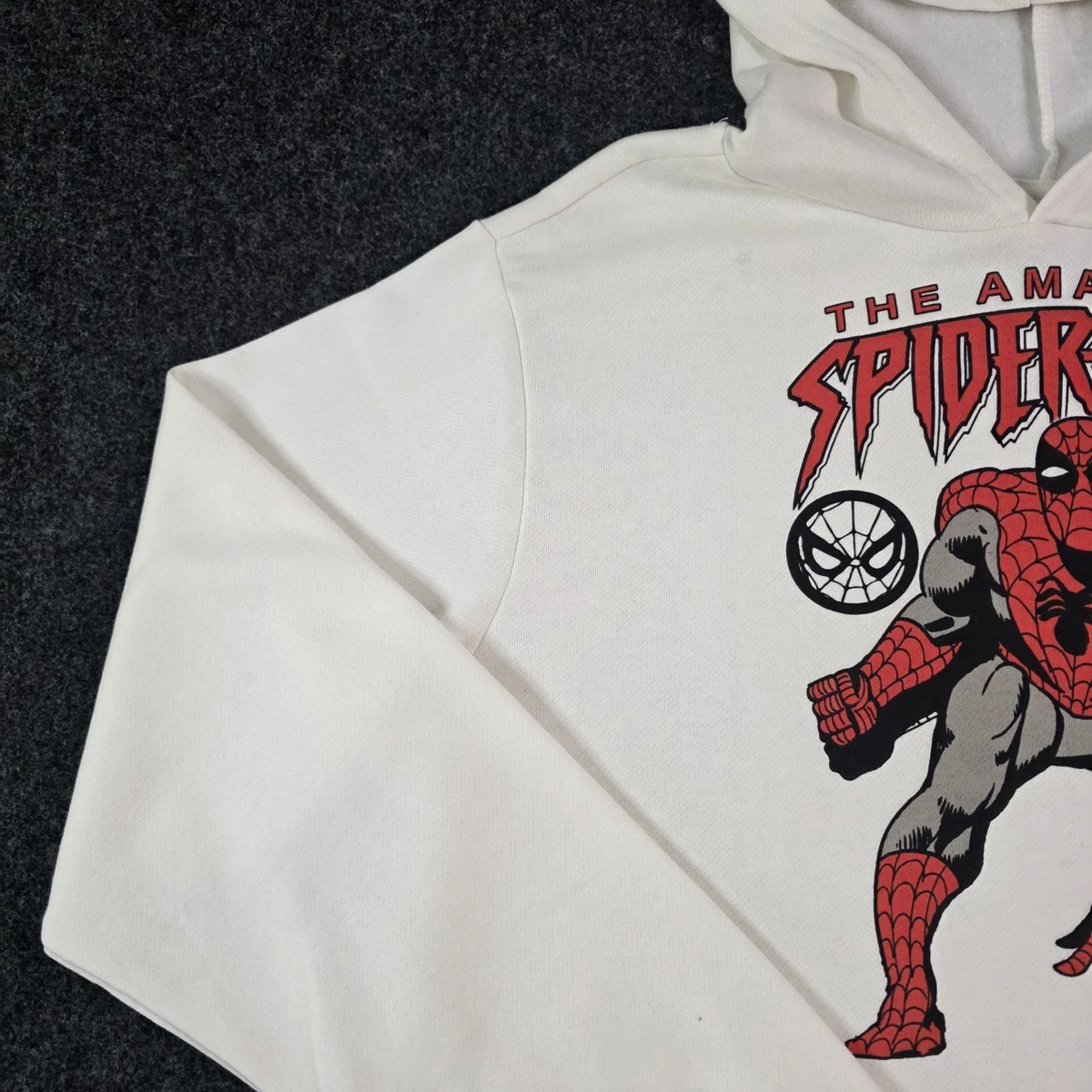 Marvel Amazing Spider-Man Sudadera con Capucha Para Hombre Mediana Crema Gráfico Polar Pullover
