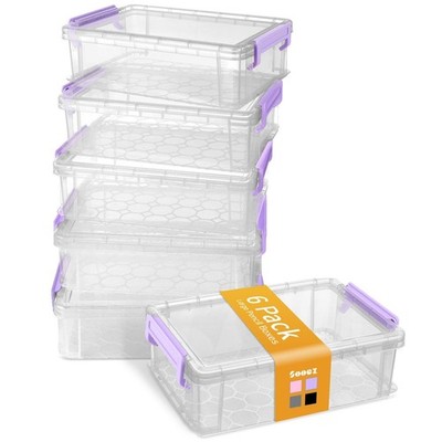 Sooez 6 Pack Extra Large Pencil Box, Plastic Case Crayon Large, Purple