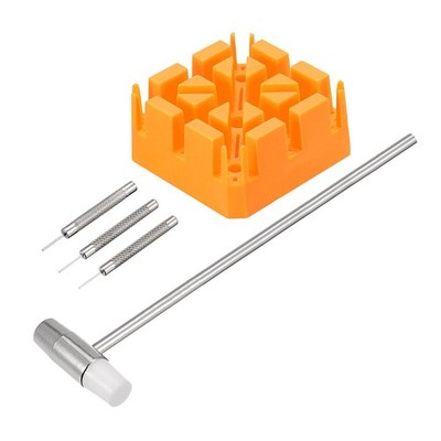 Watch Band Link Pin Remover Tool Set Hammer Punch Pins with Orange Strap Holder