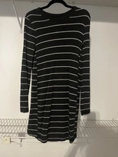 Lou & Grey Womens Striped Long Sleeve Shift Shirt Dress Zipper Detail Size Small