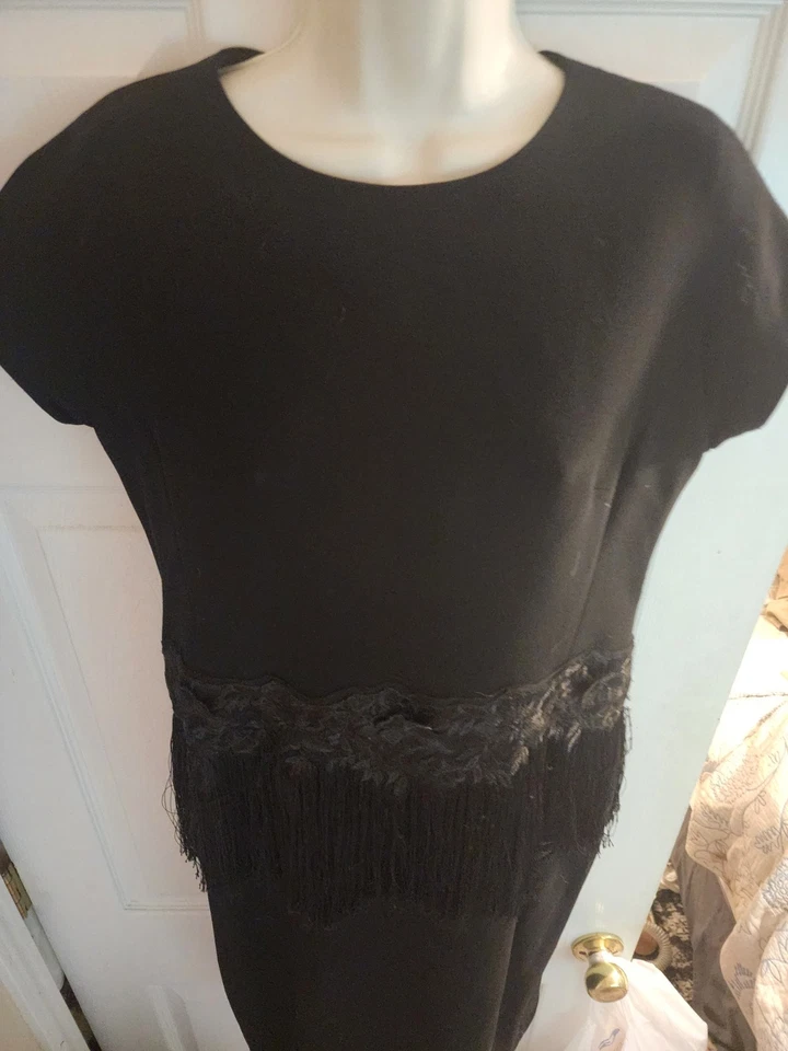 Vestido Teri Jon para Rickie Freeman para mujer (talla 14) negro aleta vintage Foto 4 de 4