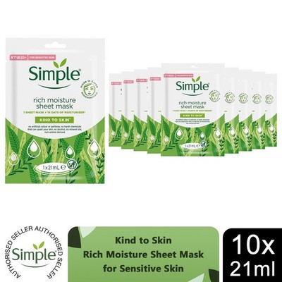 10x Simple Kind to Skin Rich Moisture Sheet Mask with Botanical Extracts