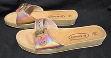 1990s DR SCHOLLS Rainbow Holographic Classic Suede Exercise Slide Sandals Size 6