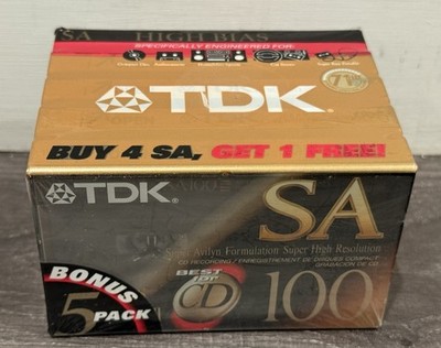 TDK SA 100 5PACK   Blank Audio Cassette Tape NEW Sealed