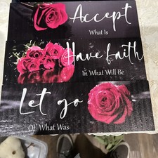 3 Pieces Red Roses Wall Decor Inspirational Red Bathroom Decor Wooden Wall Art P