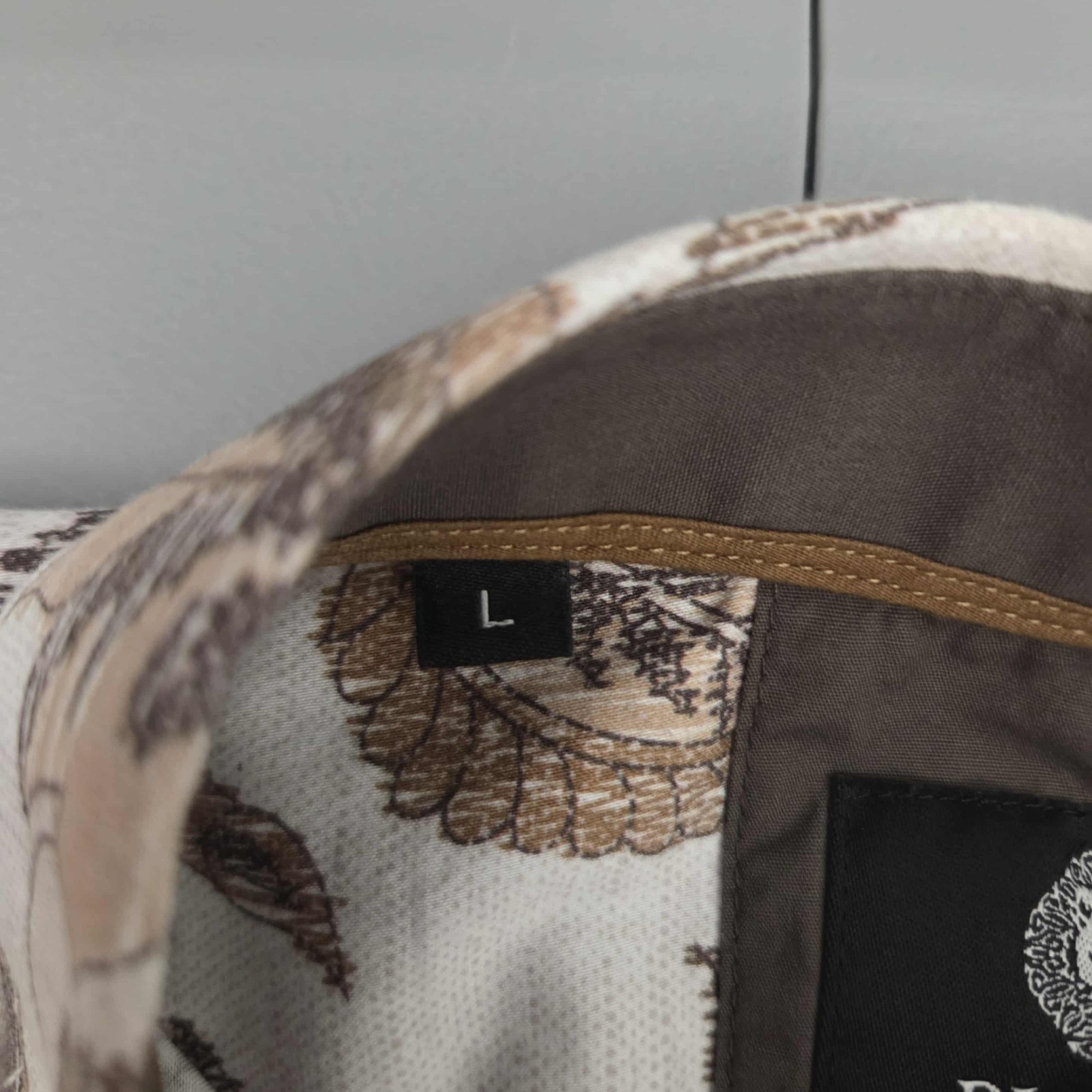 Platini Europe Collection Men's Long Sleeve Shirt Sz L Brown Flower Pattern