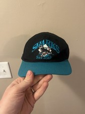NHL San Jose SHARKS Hockey Signatures Vintage YoungAn Adj. Hat Logo Cap M/L
