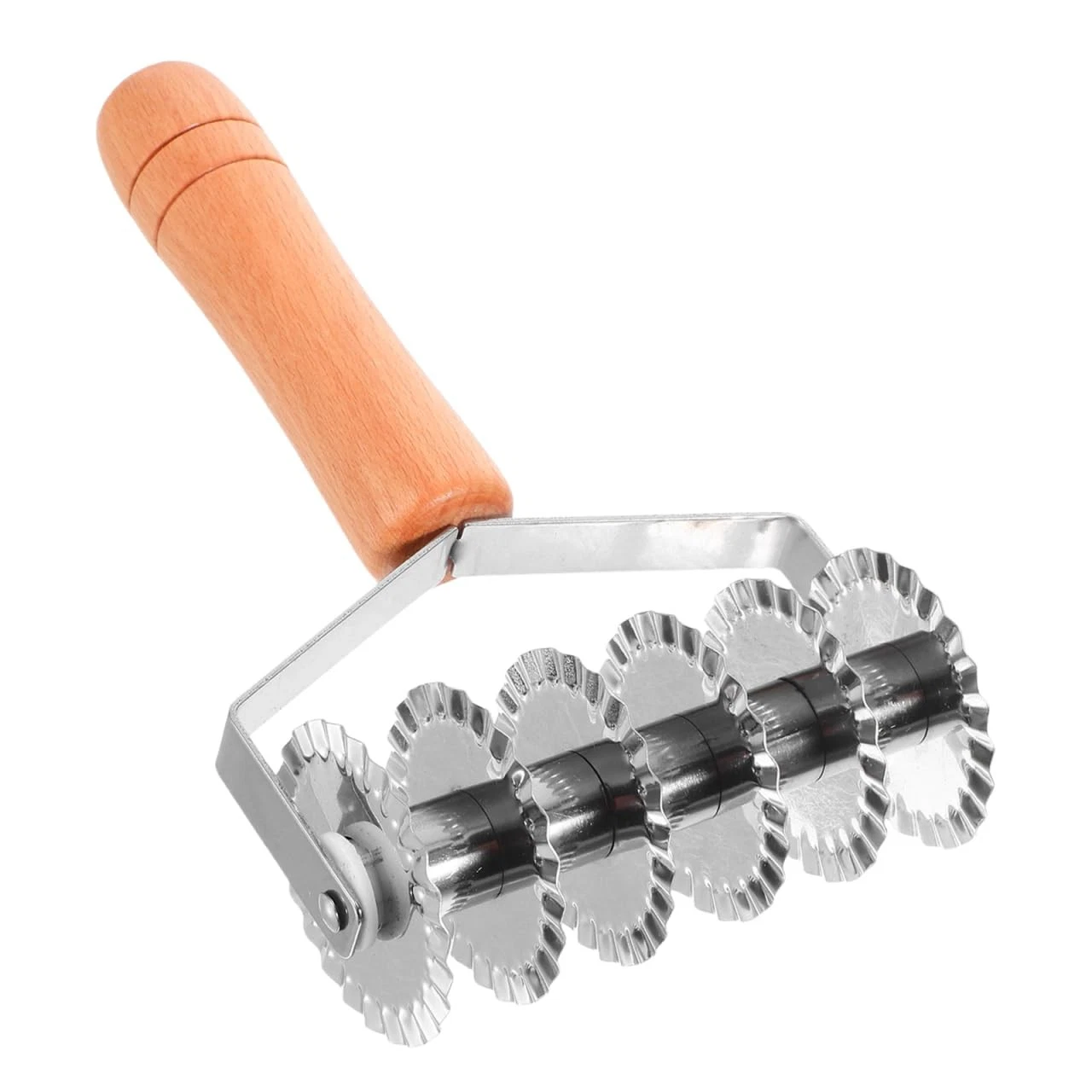 Wooden Handle Stainless Steel Pastry Cutter 8-Inch Dough Cutting Tool for Piz...