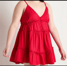 Arizona Plus Size Babydoll Dress Red Ruffles 2XL Boho Western Festival Gypsy NWT