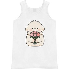 'Puppy Holding Valentine's Rose Bouquet' Adult Vest / Tank Top AV061193