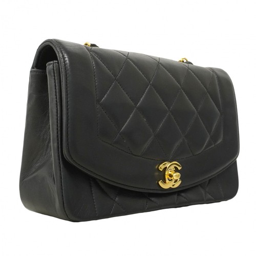 Auth [6ed4030-h] CHANEL Shoulder Bag Diana ChainShoulder Lambskin Black Gold... - Picture 2 of 14