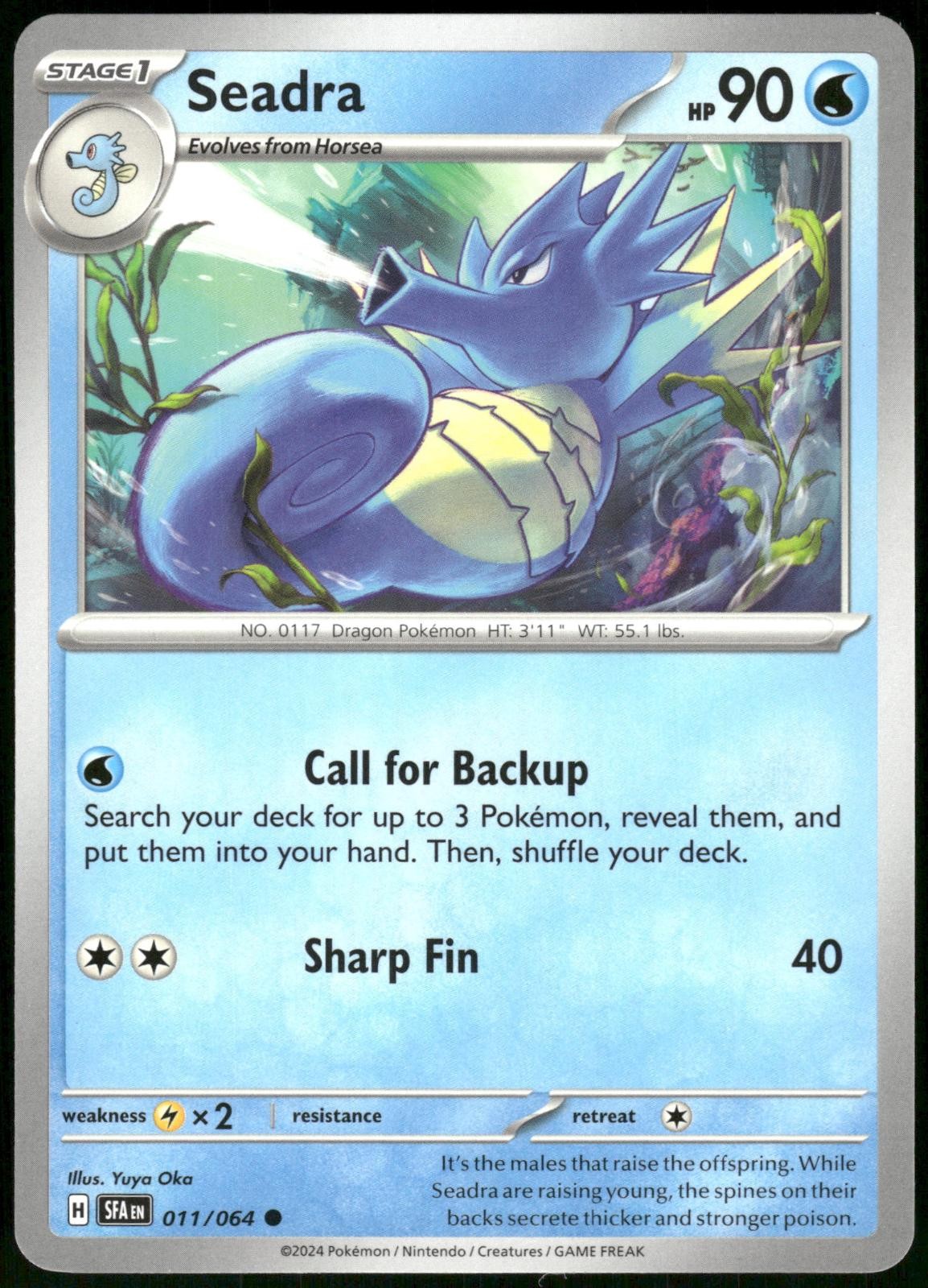 Seadra 011/064 Shrouded Fable Pokemon Card 2024 Near Mint