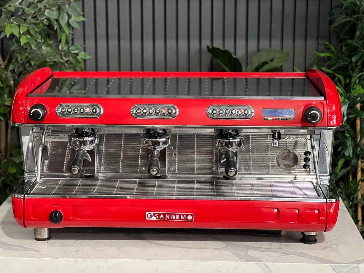SAN REMO VERONA 3 GROUP ESPRESSO COFFEE MACHINE RED COFFEE MAKER