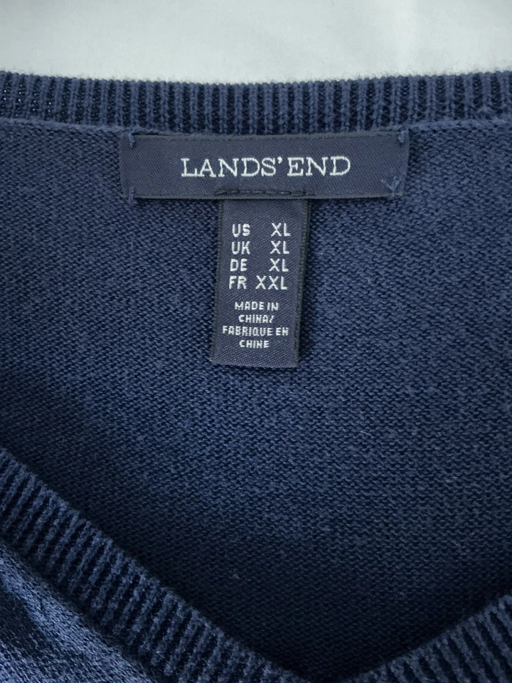 LANDS END Ladies Longline Cotton Jumper Pullover Size XL U.K. 18-20 Navy Blue - Image 3 of 4
