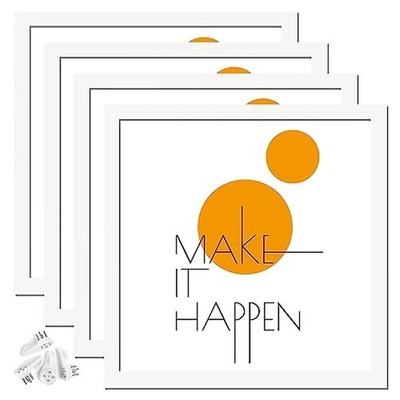 12x12 Picture Frame Set of 4, White Gallery Wall Frames 12x12