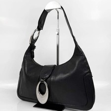 BVLGARI One Shoulder Bag Leather Black Authentic From Japan