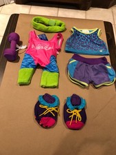Build a Bear Exercise Gym Outfits W/Sweat Band, Dumbbell Wristie,Shoes Retro 80s
