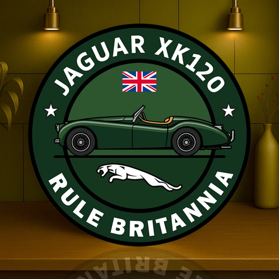 Jaguar XK120 Rule Britannia Heavy Metal Sign XL  - 19.7" (50 cm) - Image 3 of 4