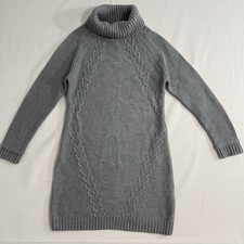 Eliza J Gray Cable Knit Sweater Dress Womens Small Turtleneck Long Sleeve