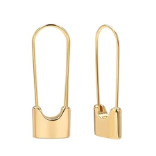 Safety Pin Earrings for Women, 14K Gold Paper Clip Earrings for Women, Minimalis