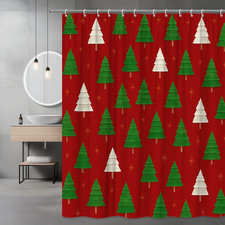 Christmas Tree Shower Curtain - Red Holiday Decor