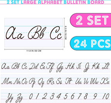 24 Pcs Cursive Alphabet Classroom Wall 11.8 X 6.3 Inches Strip Number Border ...