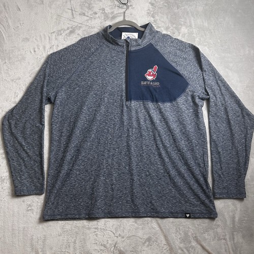 Cleveland Indians Shirt Mens 2XL Blue Fanatics 1/4 Zip Performance Chief Wahoo
