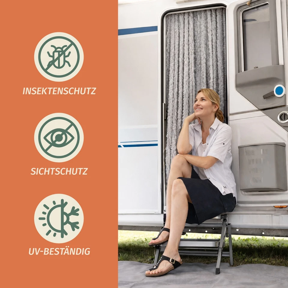 Flauschvorhang Türvorhang Insektenschutz Wohnwagen Camping Fadenvorhang Chenille - Bild 2 von 4
