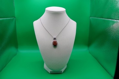 Gold Sandstone 13.75 ctw Solitaire Pendant in Platinum w/ S Steel Necklace 20''