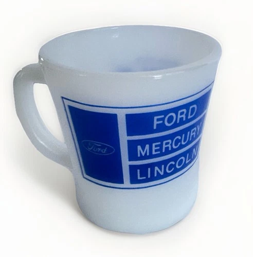 Rare Vintage Fire King Galaxy Ford Mercury Lincoln Advertising Mug Mint USA
