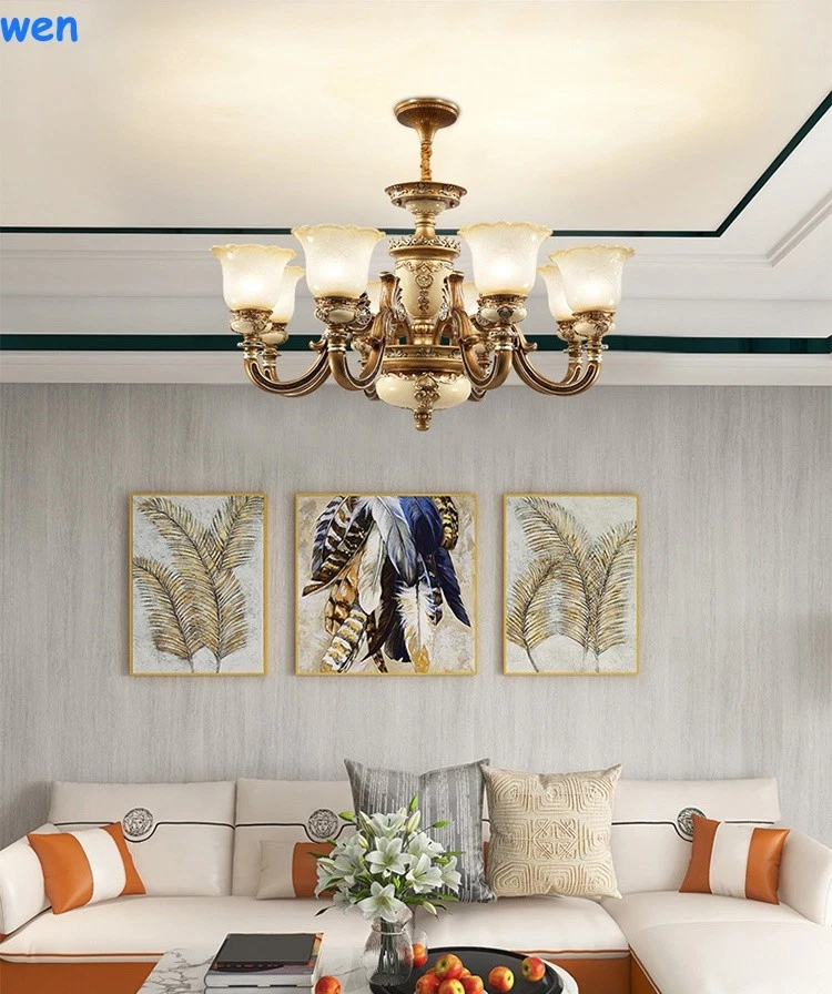 Retro Pendant Lamp Bedroom Living Dining Room Ceiling Light Art Glass Chandelier - Image 4 of 4