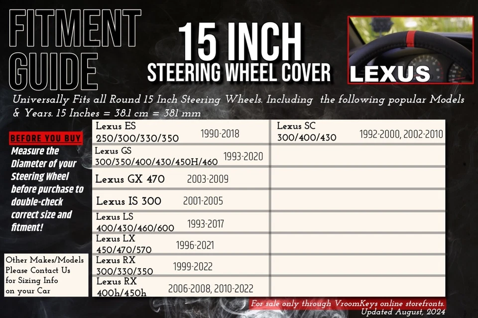 Cubierta de volante para Lexus RX GX LX TX 15" cuero a rayas rojas, antideslizante Foto 3 de 4