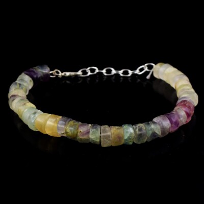 Schillerndes buntes Fluorit 121,00 kt Perlen elegantes Armband VK 53 E578