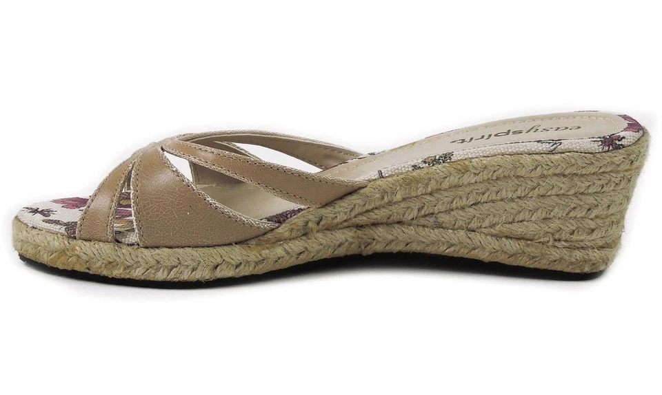 Sandalias para mujer Easy Spirit Shoalv7 Slides de cuero tostado talla 8,5 M Foto 2 de 4