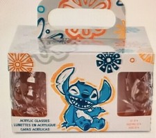 Disney Parks STITCH Sculpted Acrylic Drinking Tumbler Glass Set Of 4 NEW