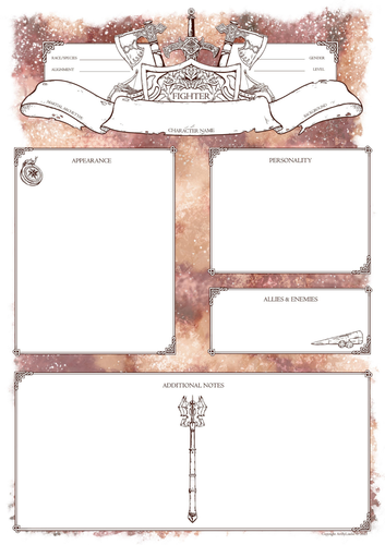 3 Dungeons and Dragons DnD 5e Fighter Character Sheets Pack Fantasy TTRPG Player - Picture 4 of 5