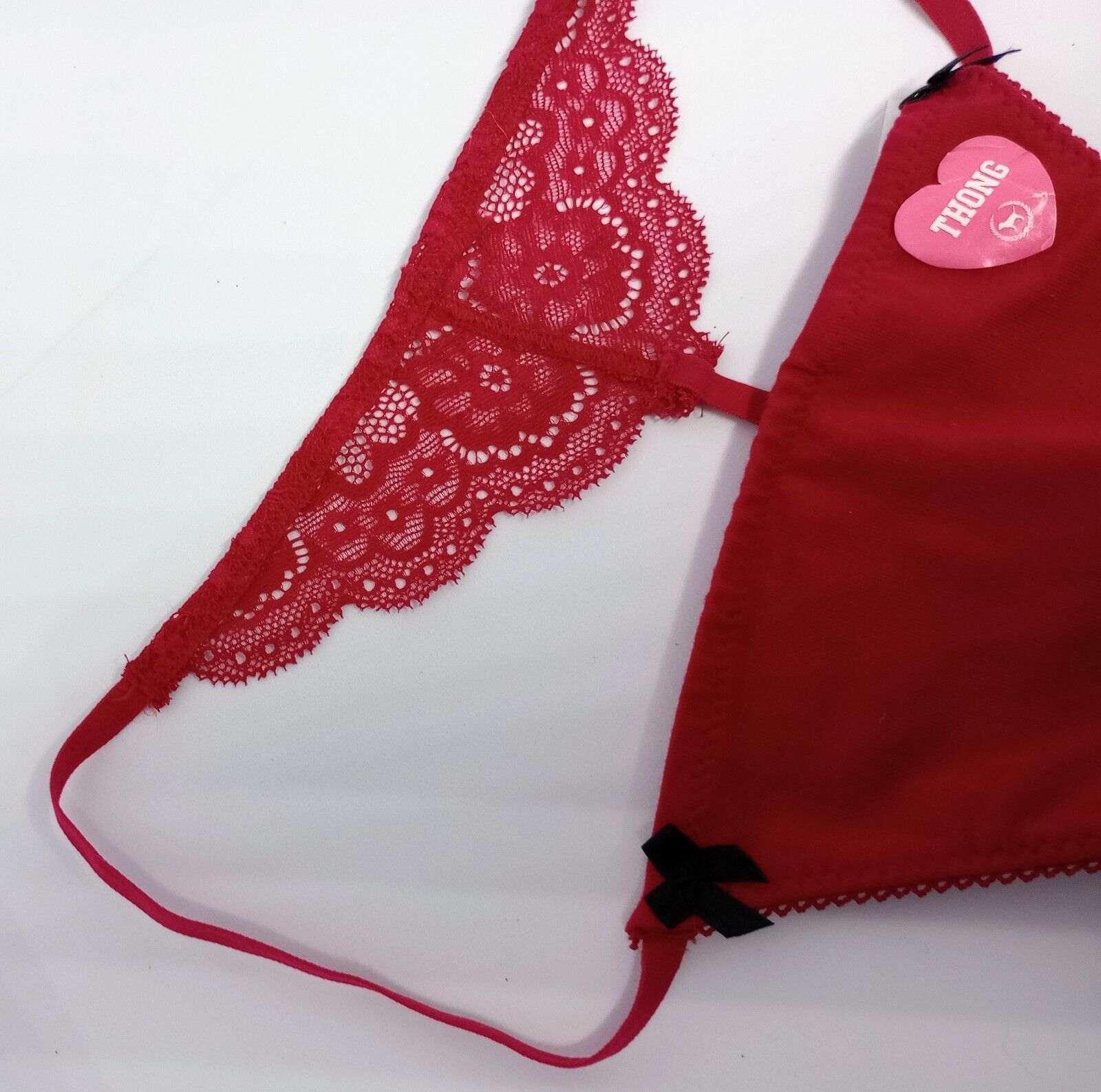 NWT Victoria’s Secret PINK Vintage Lace Back Thong V-String Panties Large Red