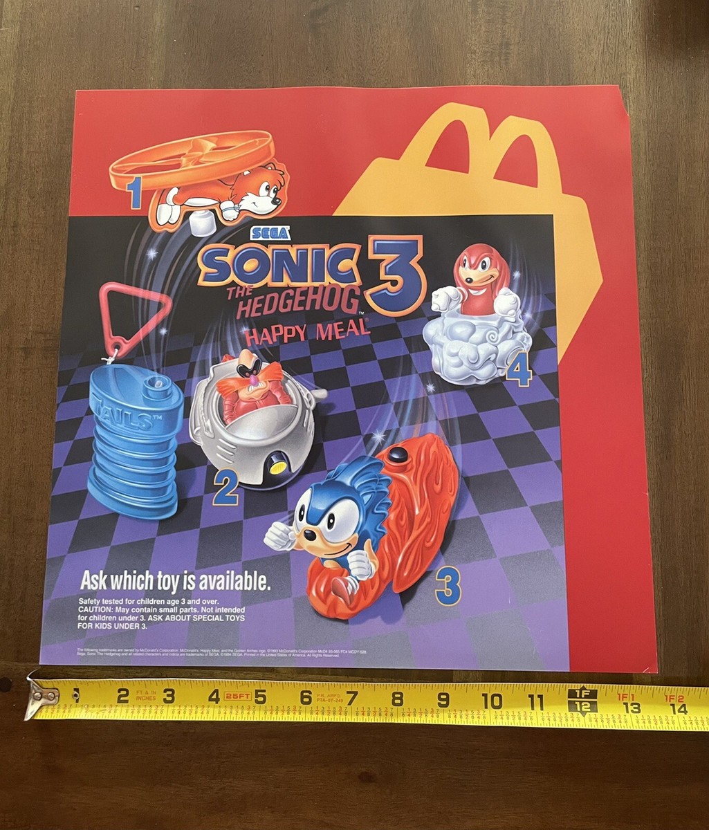 VTG Sega 1993 Sonic The Hedgehog 3 McDonald's Happy Meal Translite