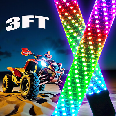 3FT Thick LED Whip Spiral Chasing RGB Fat Whip Lights For Can Am Maverick X3 RS