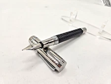 Conklin Duragraph Special Edition Fountain Pen Royal Leather & Chrome Broad Nib