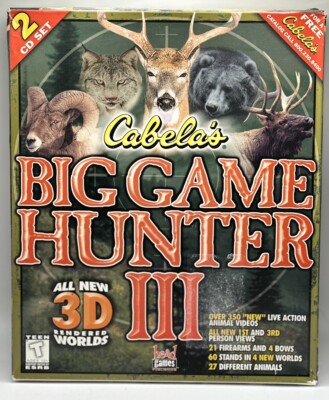 Cabela s Big Game Hunter III 3D  CD-ROM Windows 95 - 2 CD Set Big Box
