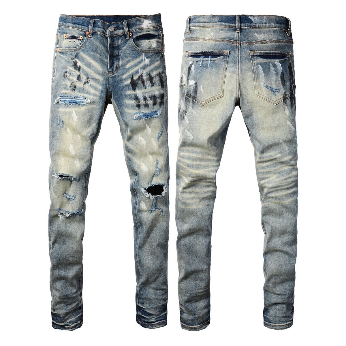 Purple Brand Men's Personality Fashion Ripped Trendy Jeans Size 28-40 | eBay